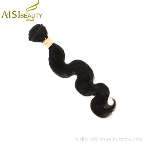Aisi Beauty Hot Selling Wholesale Hair Extensions Body Wave 100% Black In Stock Brazilian Human Hair Weave Bundles